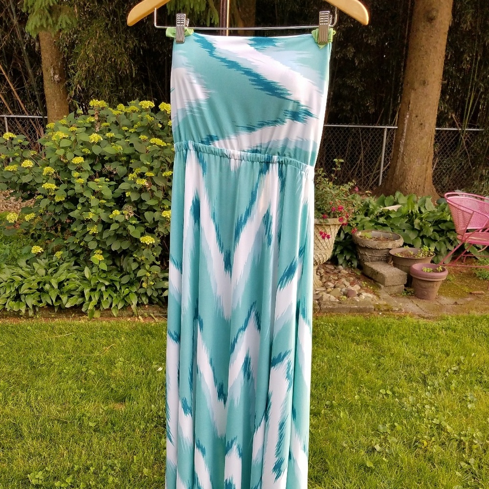 K-DASH strapless Ikat print maxi dress